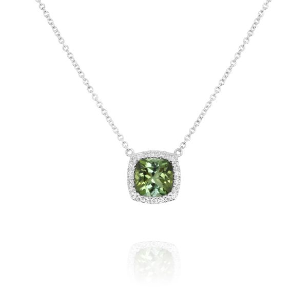Cushion Green Tourmaline Necklace