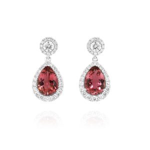 Pear Pink Tourmaline Halo Pendant