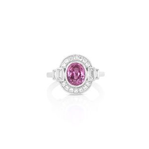 Pink Sapphire and Diamond Ring