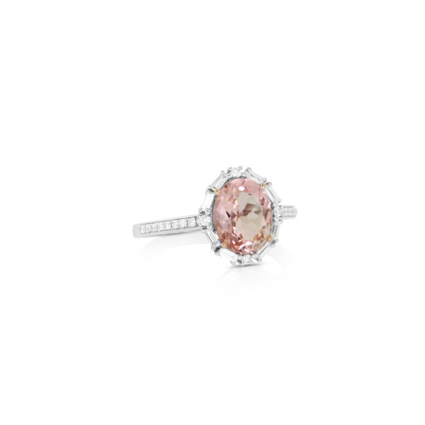 Pink Tourmaline Diamond Halo Ring - Image 2