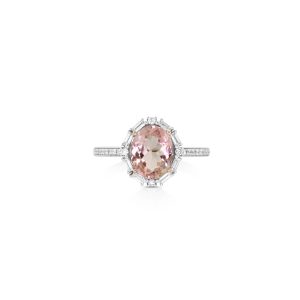 Pink Tourmaline Diamond Halo Ring