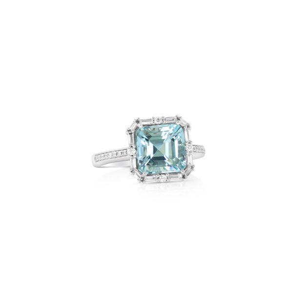 Aquamarine and Diamond Halo Ring - Image 2