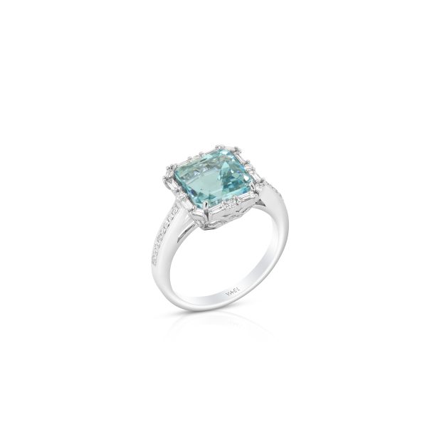 Aquamarine and Diamond Halo Ring - Image 3