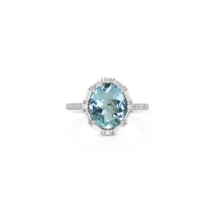 Oval Aquamarine and Diamond Ring