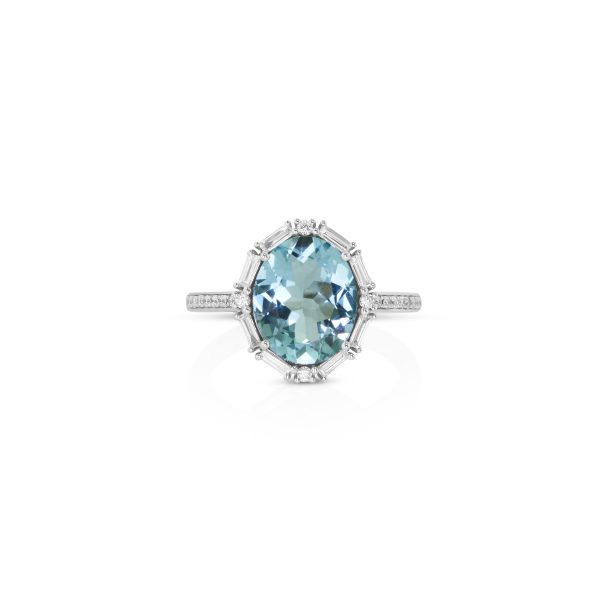 Oval Aquamarine and Diamond Ring