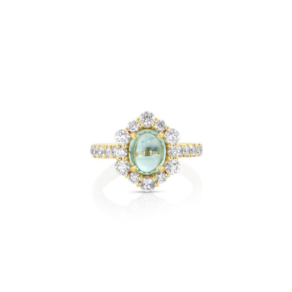 Oval Paraiba and Diamond Halo Ring - Image 2