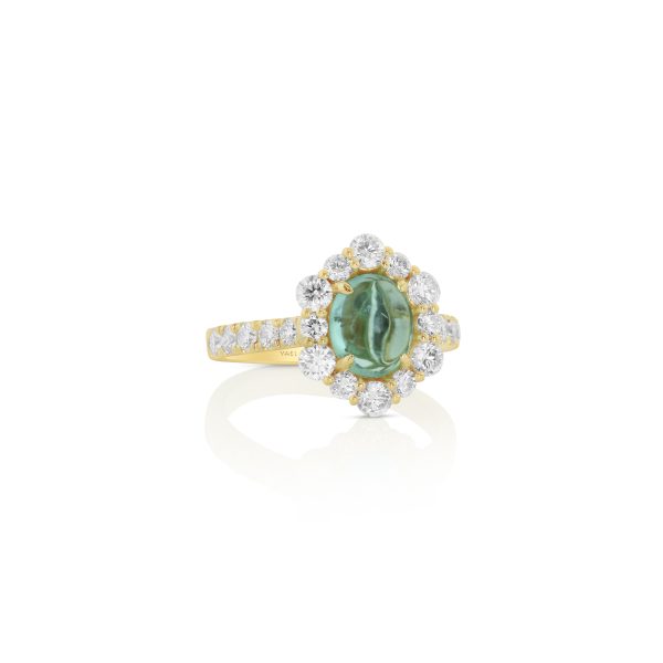Oval Paraiba and Diamond Halo Ring - Image 3