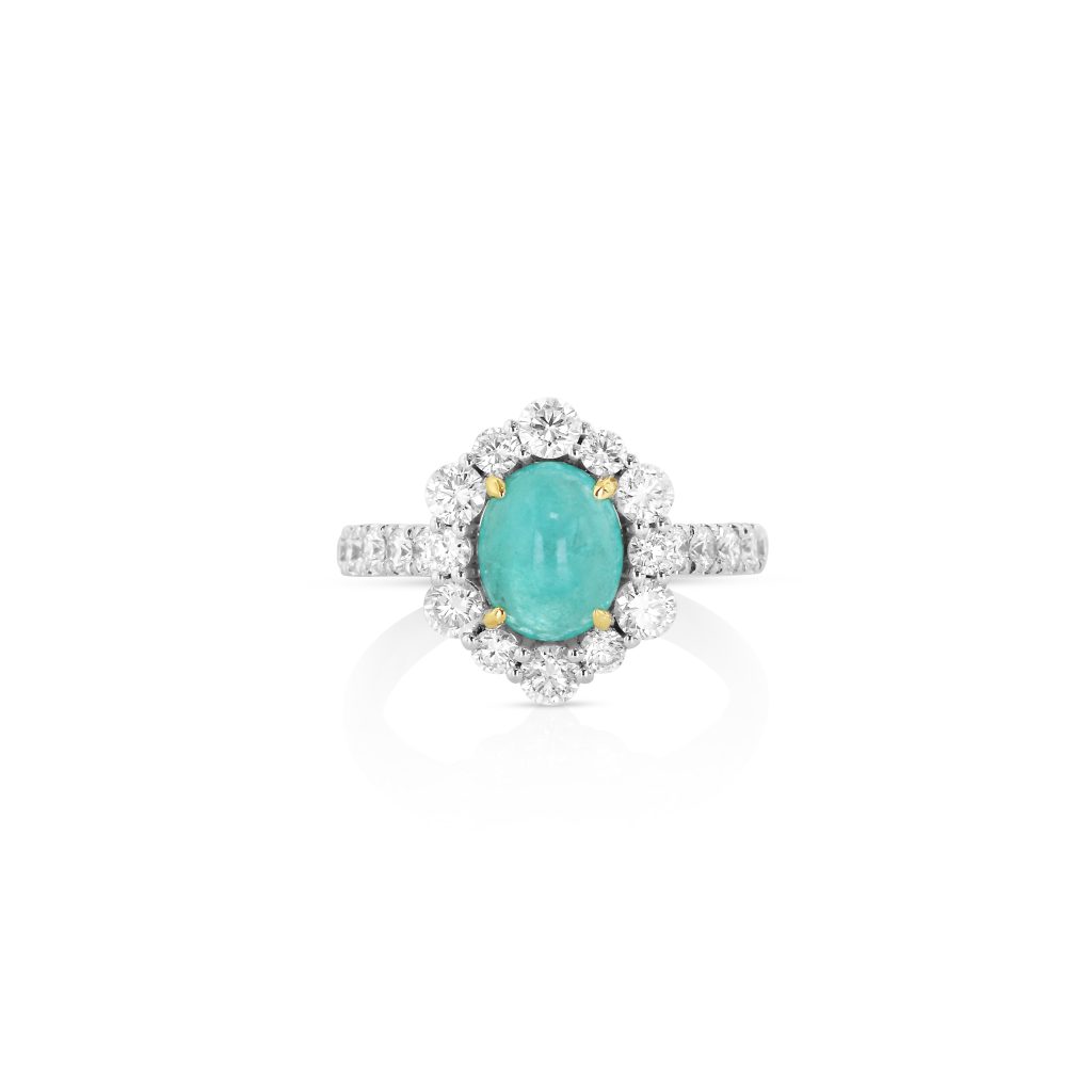 Oval Paraiba and Diamond Ring