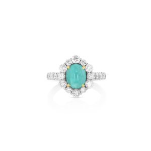 Oval Paraiba and Diamond Ring