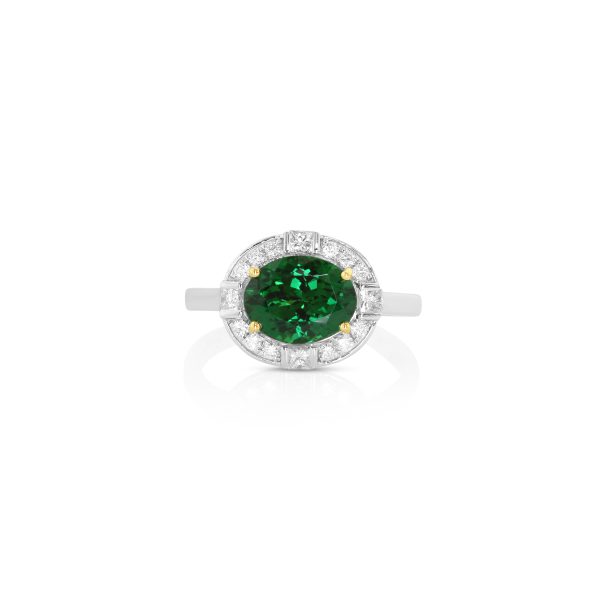 Oval Tsavorite & Diamond Halo Ring