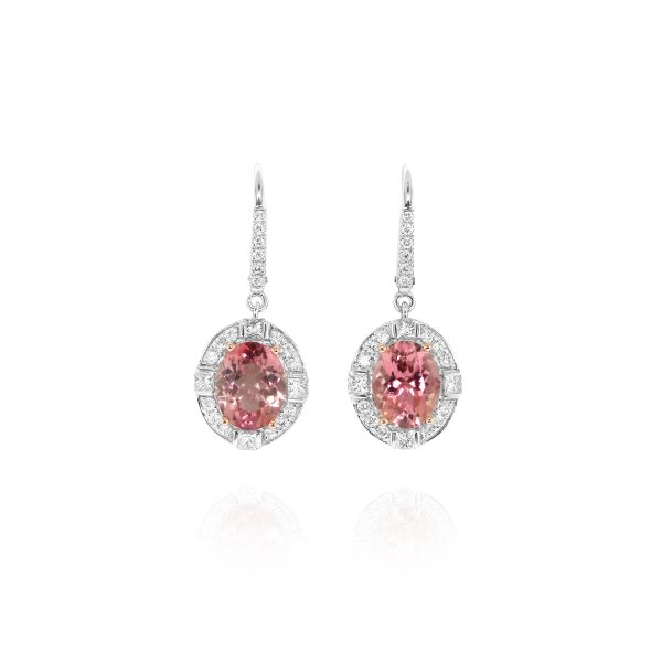Oval Pink Tourmaline Drop Earrings - Image 2