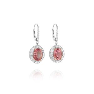 Oval Pink Tourmaline Drop Earrings