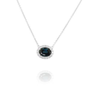Garnet Pendant with Diamond Halo