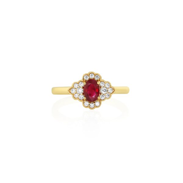 Ruby Petal Diamond Ring - Image 3