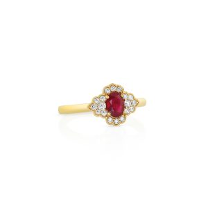 Ruby Petal Diamond Ring