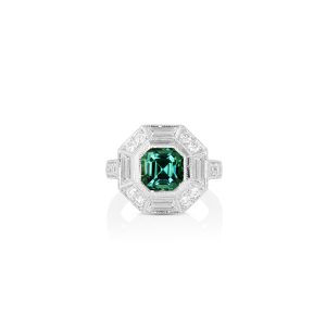 Emerald-Cut Green Tourmaline Ring