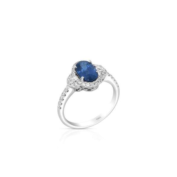 Blue Sapphire Halo Ring - Image 3