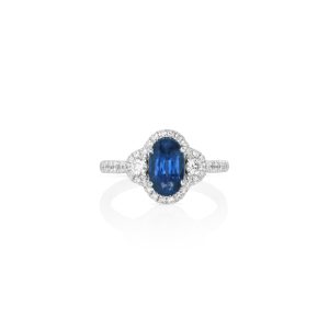 Blue Sapphire Halo Ring