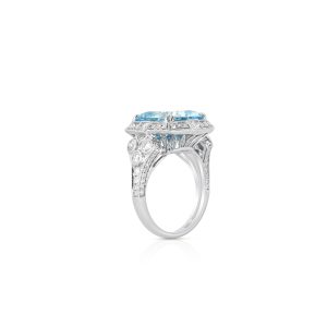Cushion-Cut Aquamarine and Diamond Ring