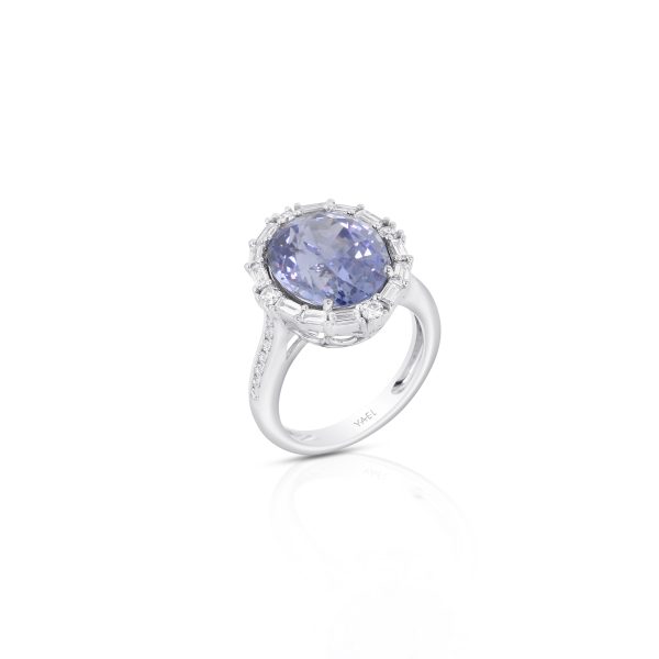 Platinum Light Blue Sapphire and Diamond Ring - Image 3