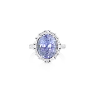 Platinum Light Blue Sapphire and Diamond Ring