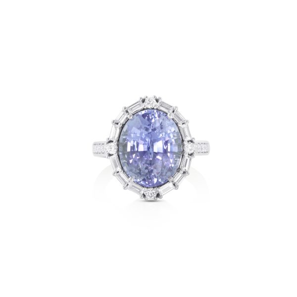 Platinum Light Blue Sapphire and Diamond Ring