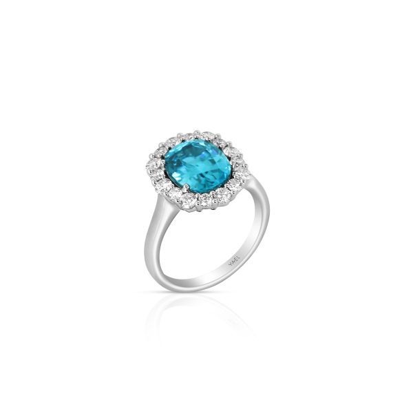 Blue Zircon Halo Ring - Image 3