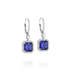 Square Tanzanite Drop Earrings