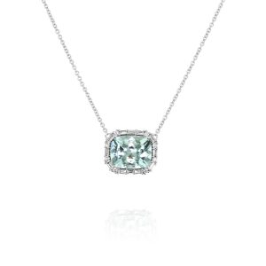 Aquamarine and Diamond Pendant Necklace