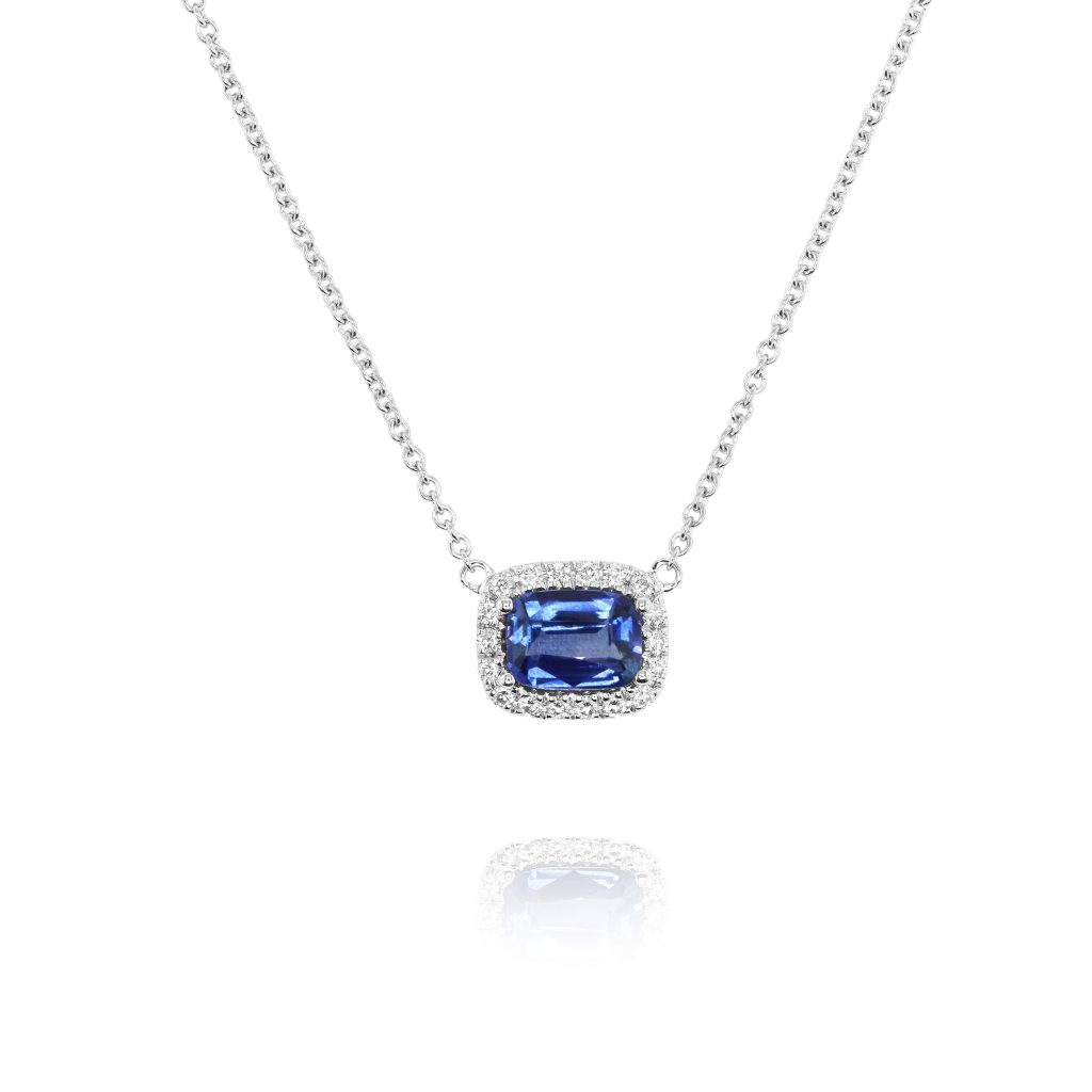 Blue Sapphire and Diamond Pendant