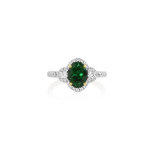 Oval Tsavorite Diamond Ring