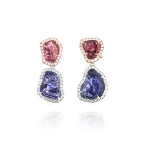 Artistic Sapphire & Diamond Drop Earrings