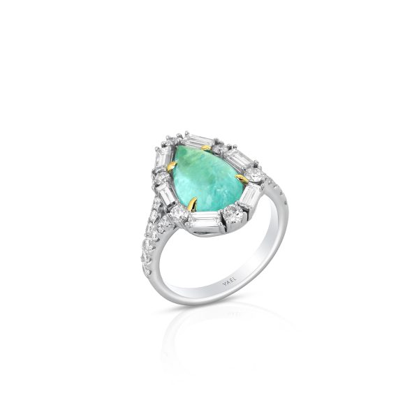 Pear Paraiba Baguette Ring - Image 3