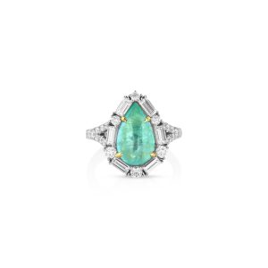 Pear Paraiba Baguette Ring