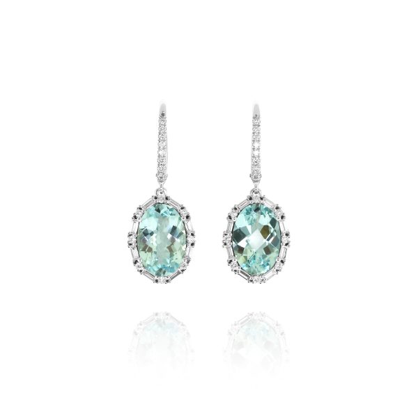 Aquamarine and Diamond Drop Earrings - Image 2