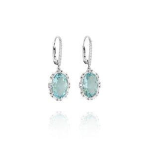 Aquamarine and Diamond Drop Earrings