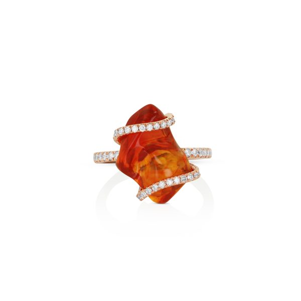 Fire Opal and Diamond Cocktail Ring - Image 2