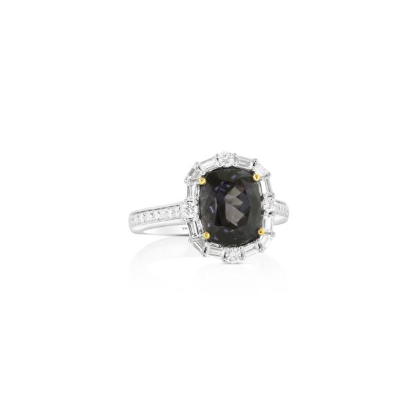 Gray Spinel Baguette Halo Ring - Image 3