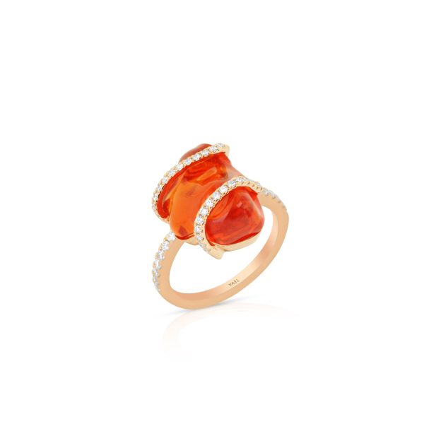 Fire Opal and Diamond Cocktail Ring - Image 2