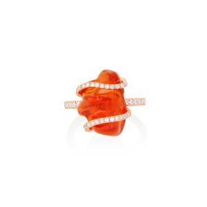 Fire Opal and Diamond Cocktail Ring