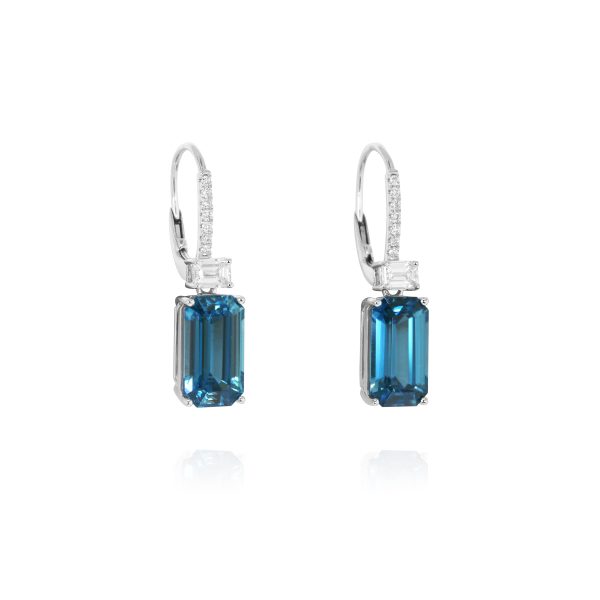 Emerald-Cut Blue Zircon Earrings - Image 2