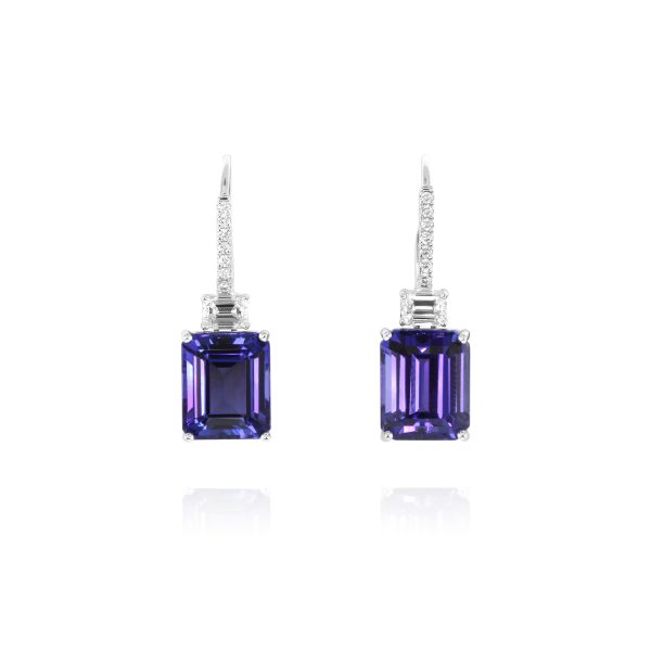 Emerald-Cut Tanzanite Drop Earrings - Image 2