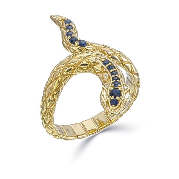 Blue Sapphire Snake Wrap Ring - Image 2