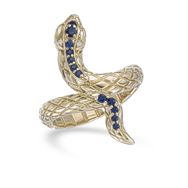 Blue Sapphire Snake Wrap Ring - Image 3