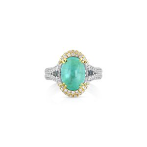 Garnet Halo Paraiba Ring