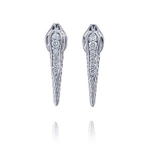 White Gold Snake Earrings