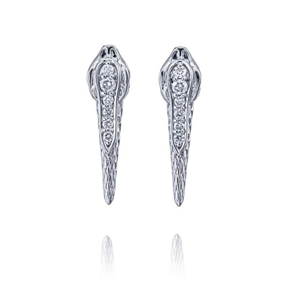 White Gold Snake Earrings