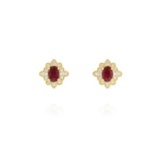 Petite Ruby and Diamond Cluster Ring
