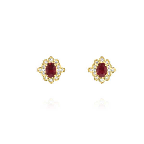 Petite Ruby and Diamond Cluster Ring