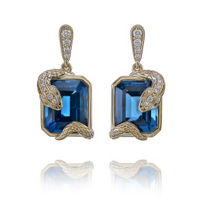 Blue Topaz Snake Earrings